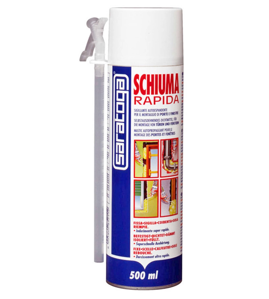 Schiuma poliuretanica saratoga rapida mini bombola, 500 ml